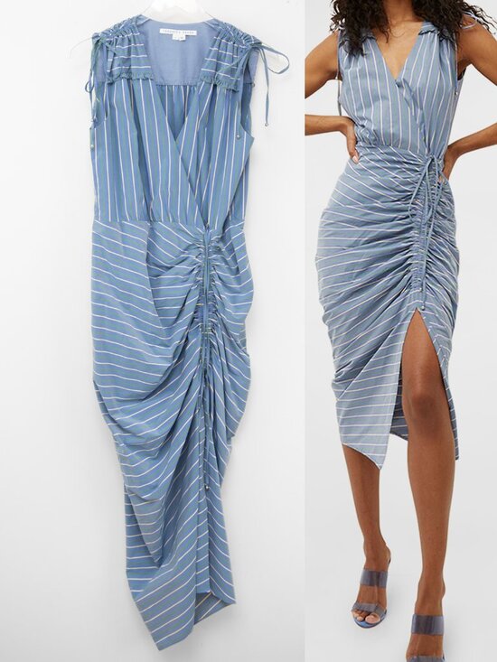 Veronica Beard Dresses & Skirts - Veronica Beard Teagan Dress Striped Maxi Ruched Blue Kelly Green Size 8